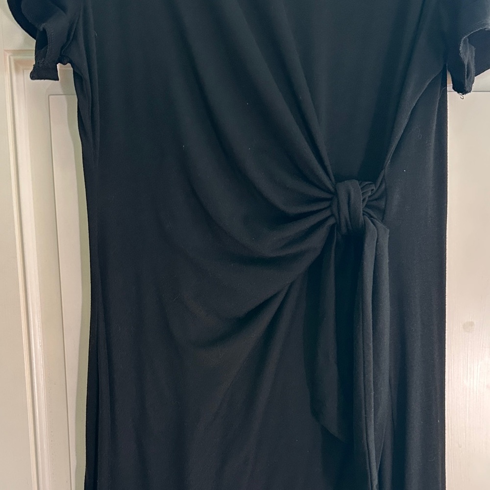 Women's Black Maxi Dress with Side Twist Detail - Picture 2 of 5